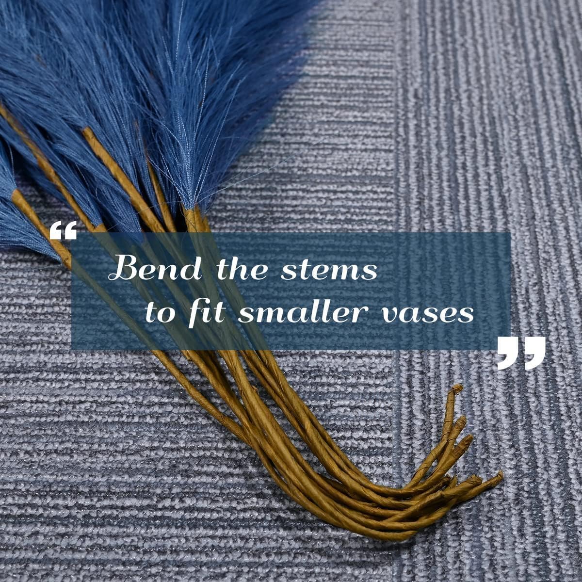 U-LIAN 12PCS Blue Faux Pampas Grass 24 Inch Decor