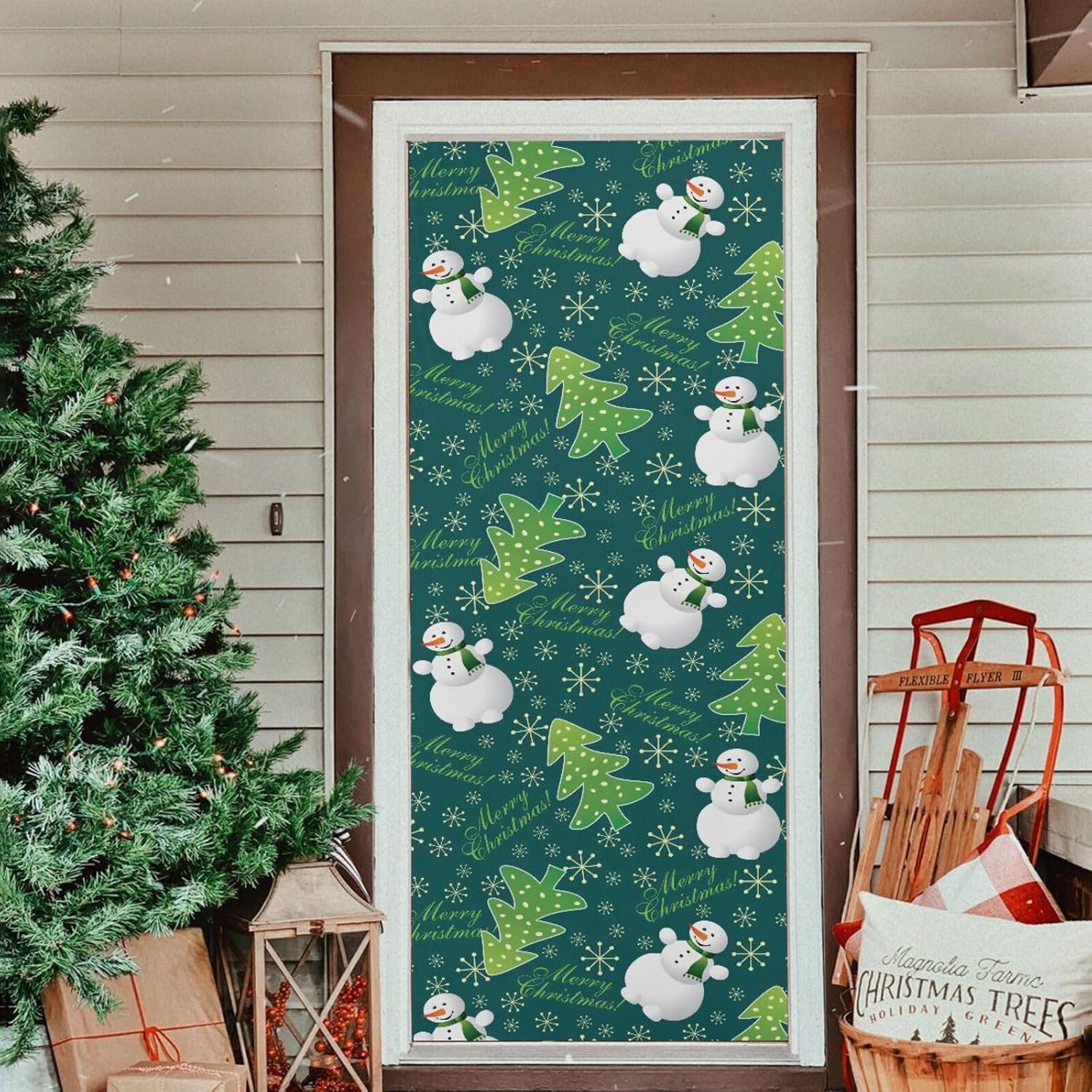 Susiyo Green Christmas Door Cover Decoration 32x79 in