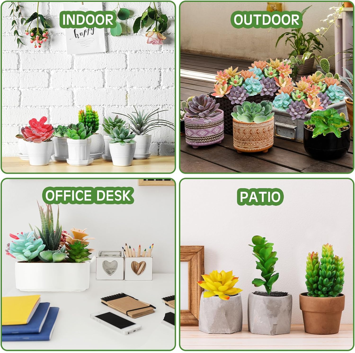 Tigeen 80 Pcs Artificial Plastic Succulents