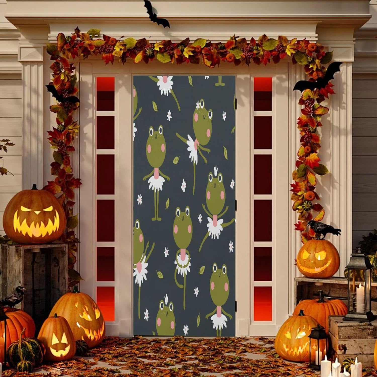 Ballerina Frogs Green Halloween Door Cover