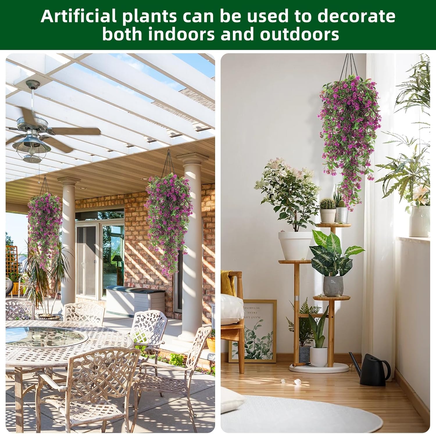 RECUTMS 2Pcs Artificial Hanging Plants Fuchsia
