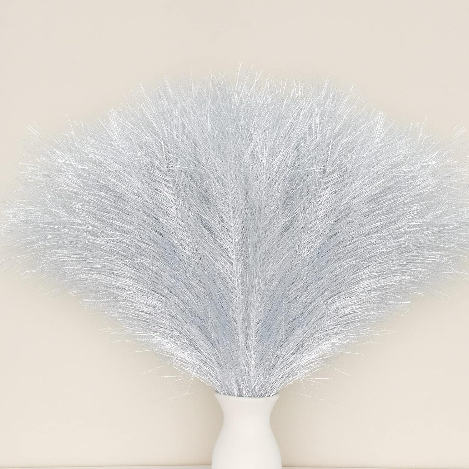 Pusuny 5PCS 18 Inch Silver Artificial Pampas Grass