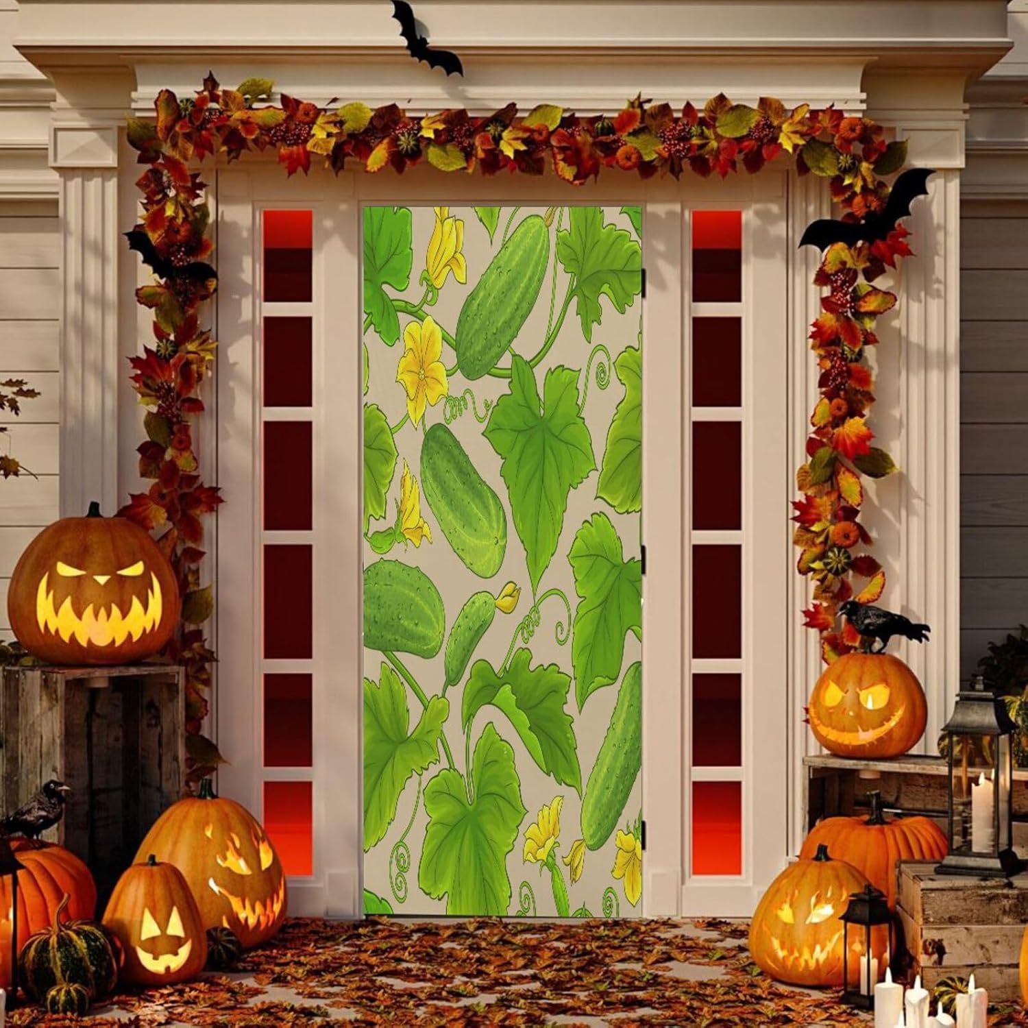 Susiyo Green Cucumber Halloween Door Cover Stretch Fabric
