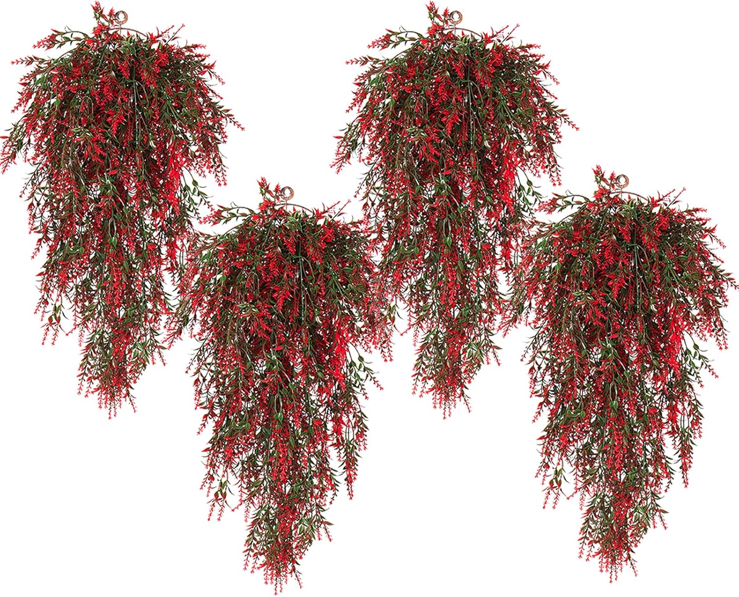 SJL Hanging Artificial Lavender Plants 4pcs Red