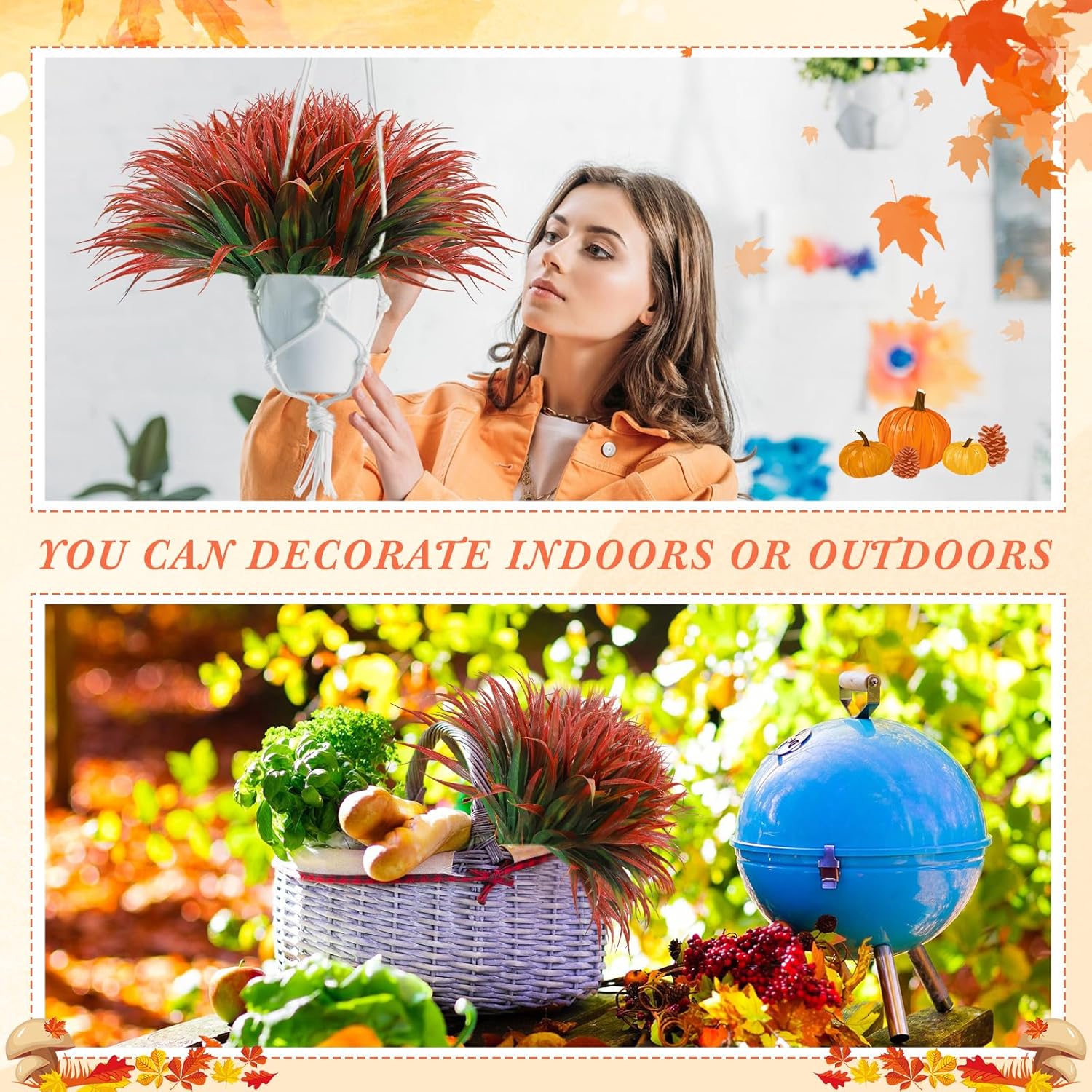 50 Pcs Artificial Tropical Plants Tall UV Resistant Fake Grasses for Home Garden Office Patio