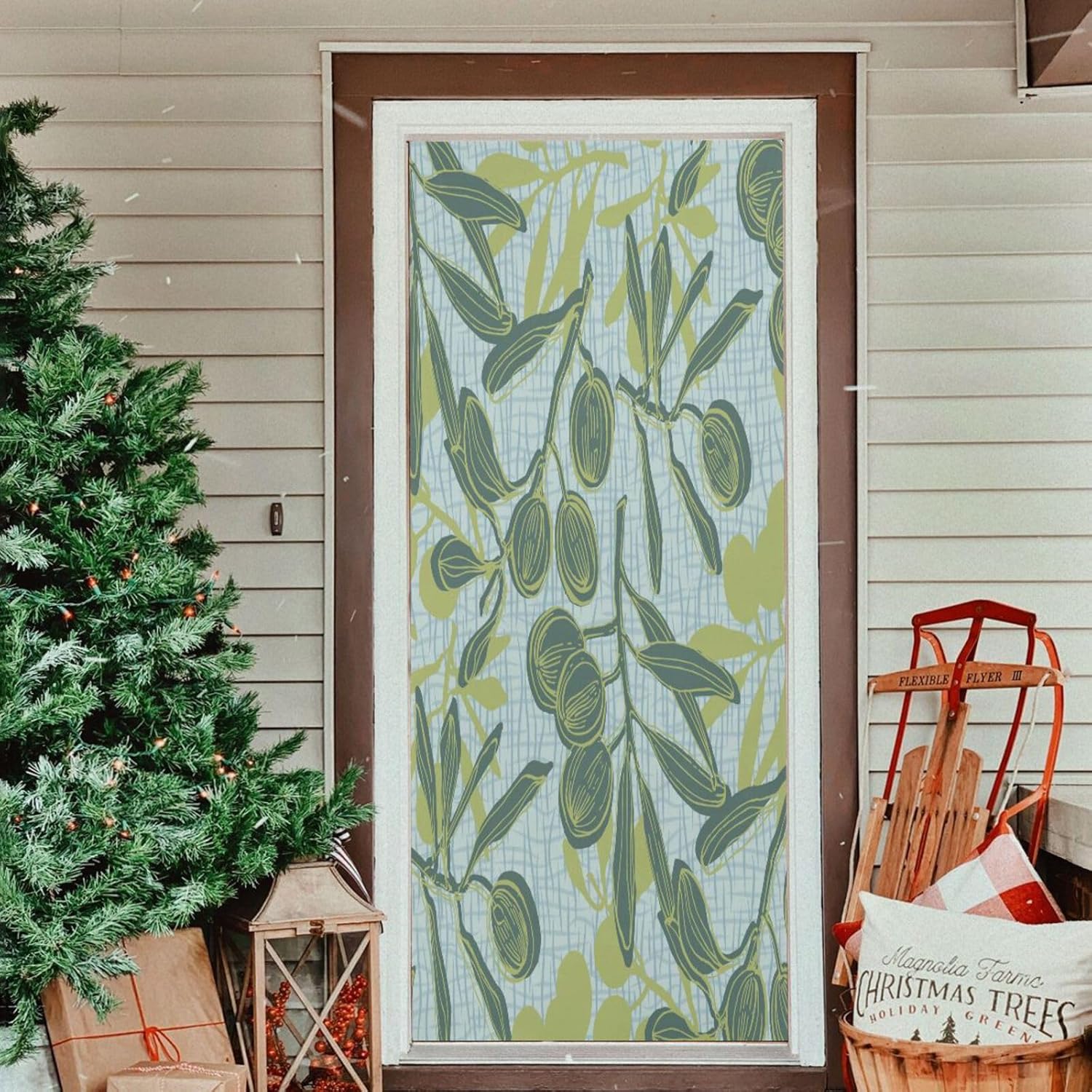 Susiyo Olive Branches Door Cover Halloween Decoration 32x79 in