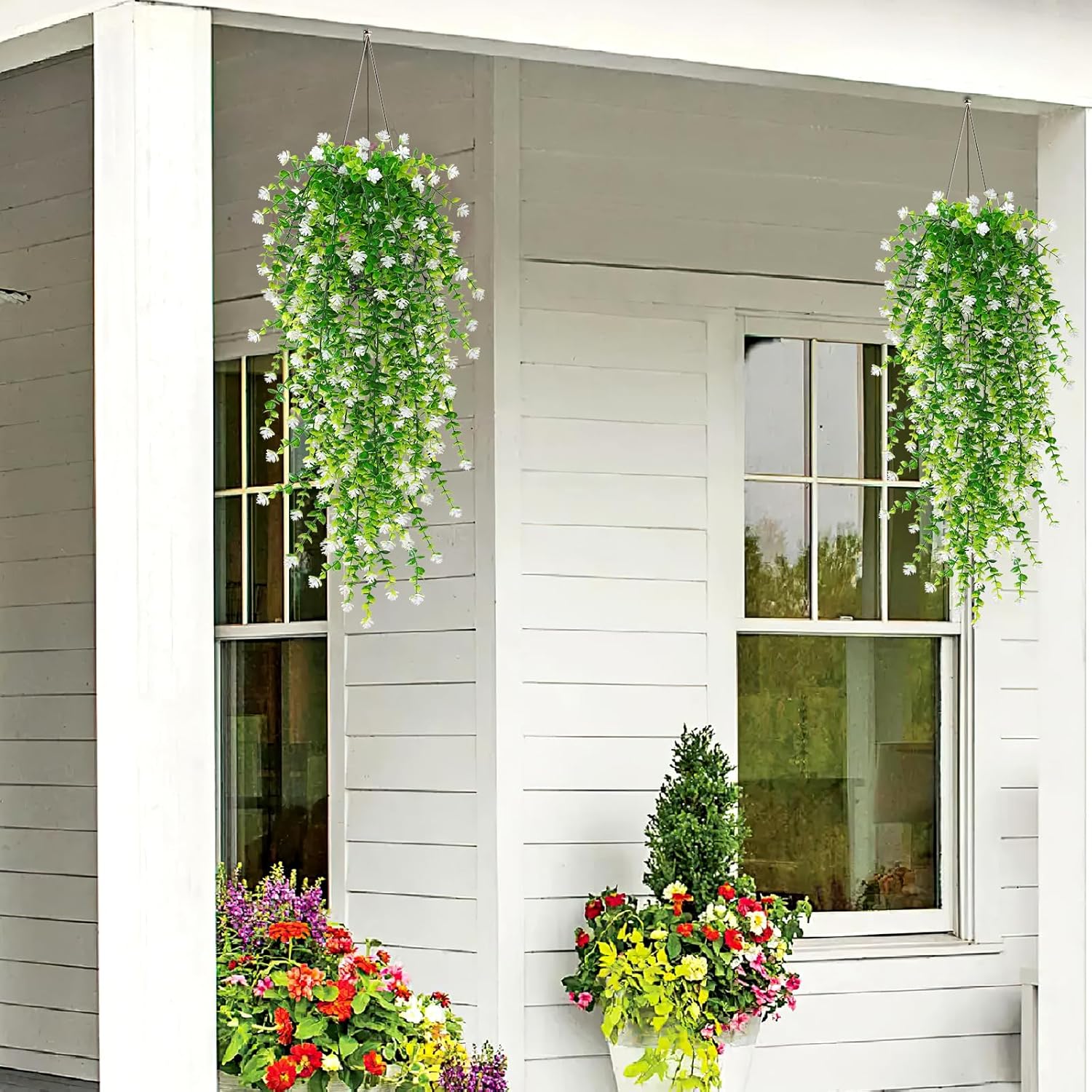 SOMYTING Artificial Hanging Eucalyptus Plants 6PCS White