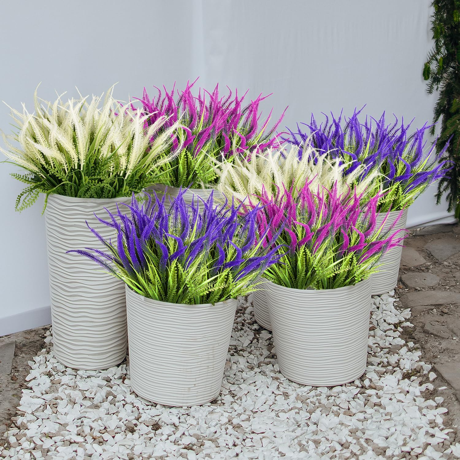 SAREAL Artificial Plants - 10 Bundles Faux Bead Grass Greenery UV Resistant Weatherproof Red