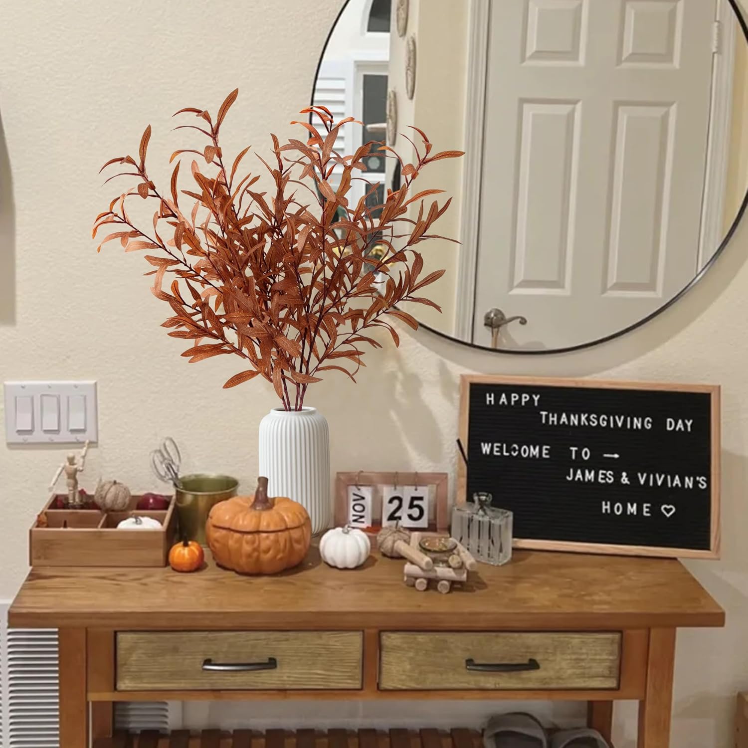 Sggvecsy 33 Inch 4Pcs Fall Artificial Olive Branches for Home Office Decor