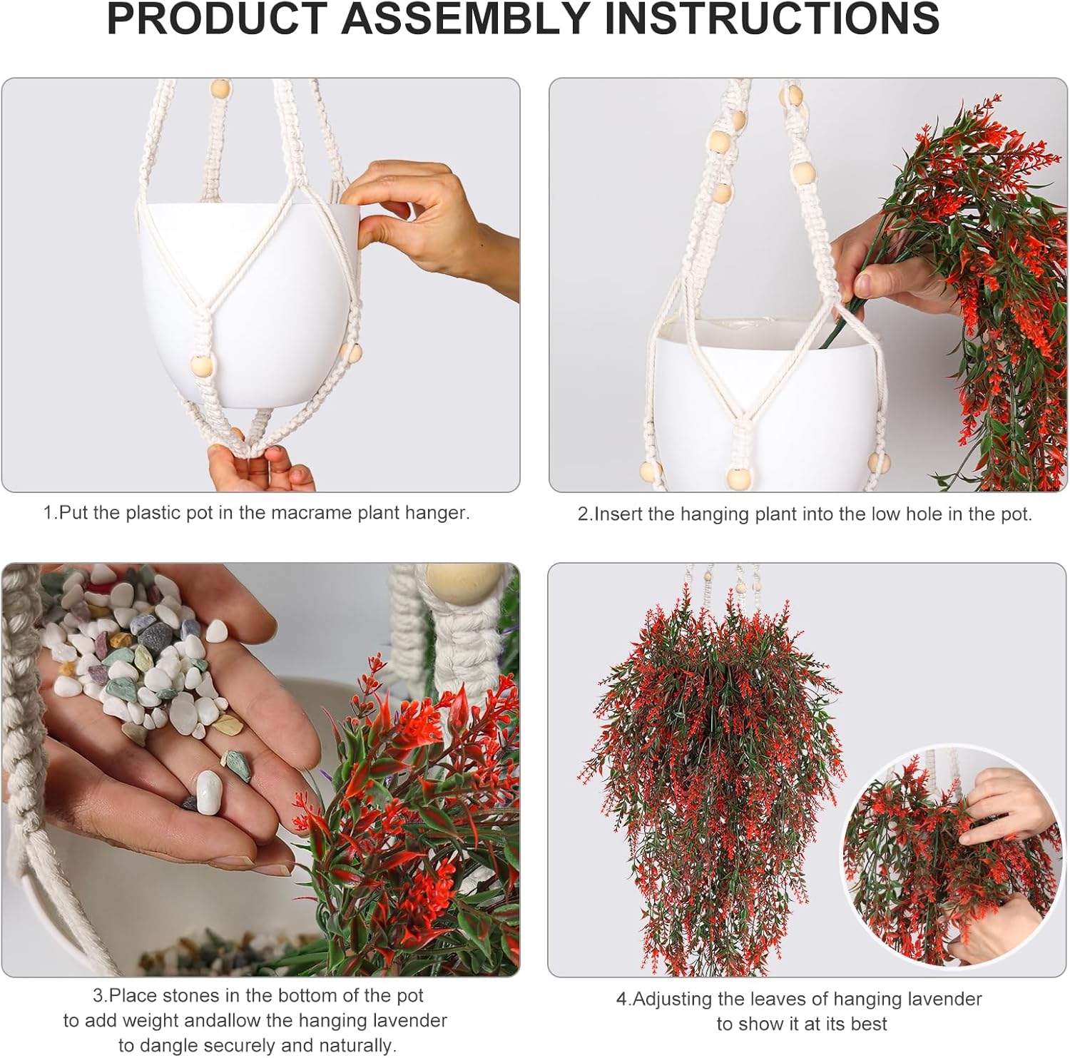 RECUTMS Artificial Lavender Hanging Plant with Pot