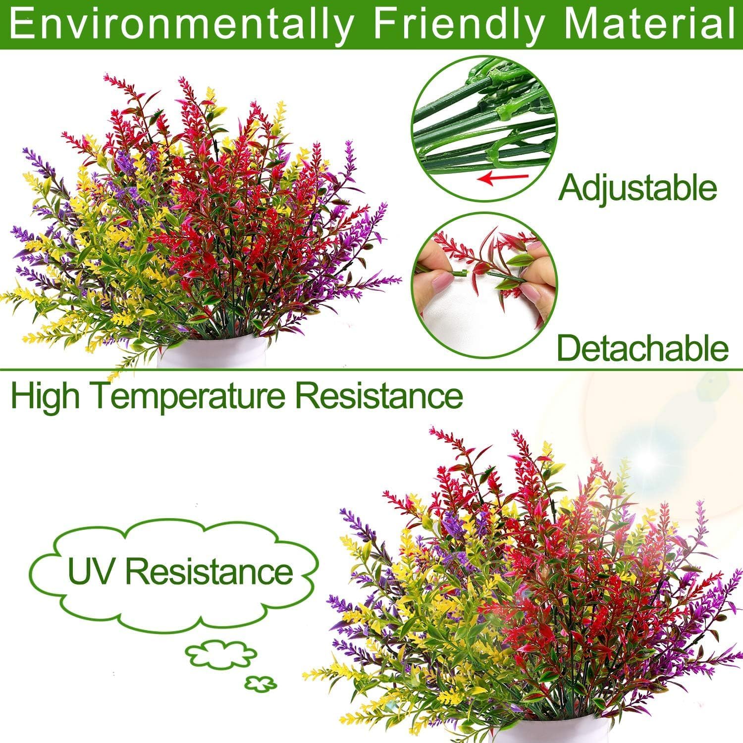 20 Bundles Artificial Lavender Flowers for Outdoor Summer Decor