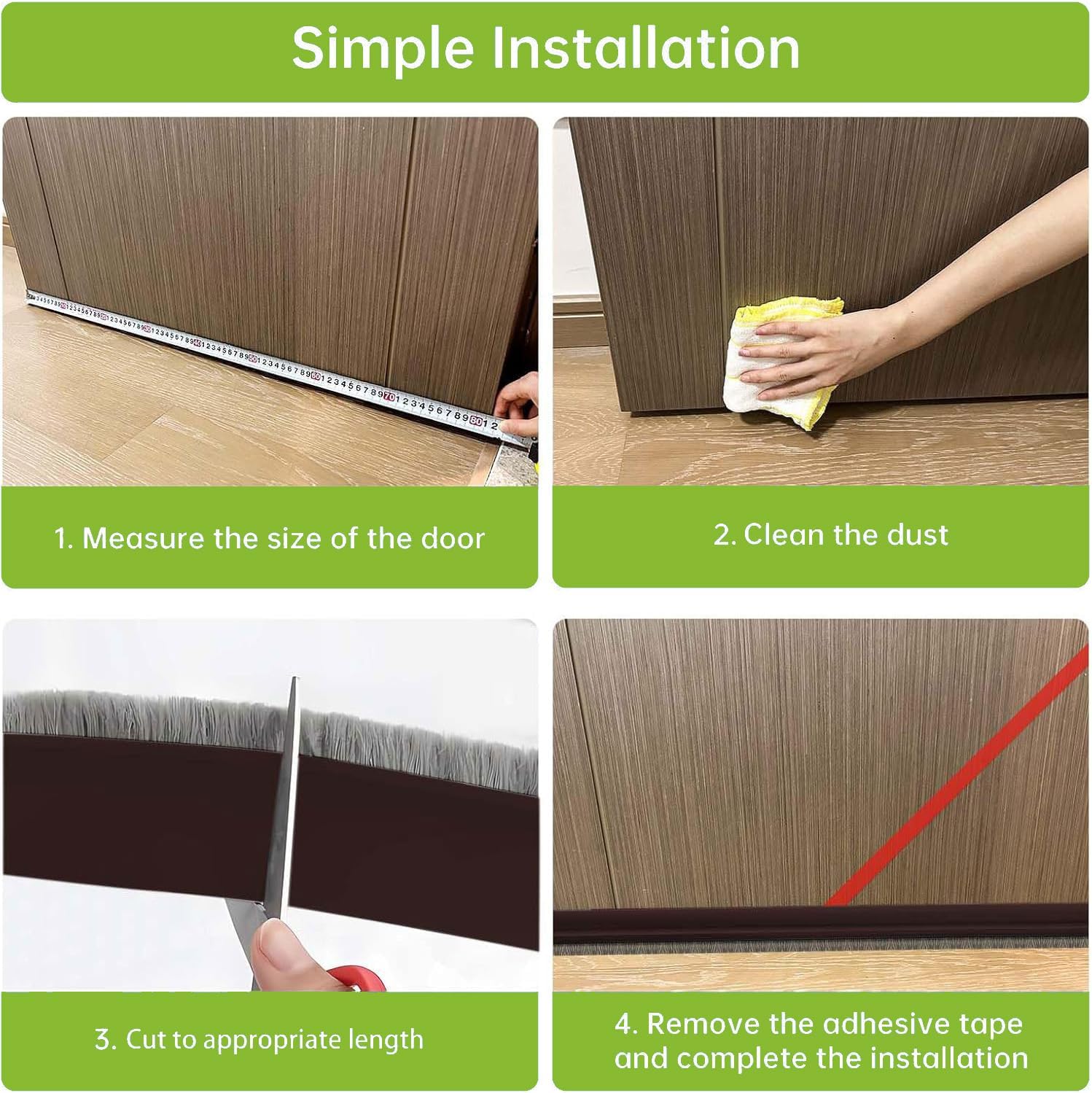 Dinglian Door Sweep Brush Draft Stopper 2 W x 39 L Brown