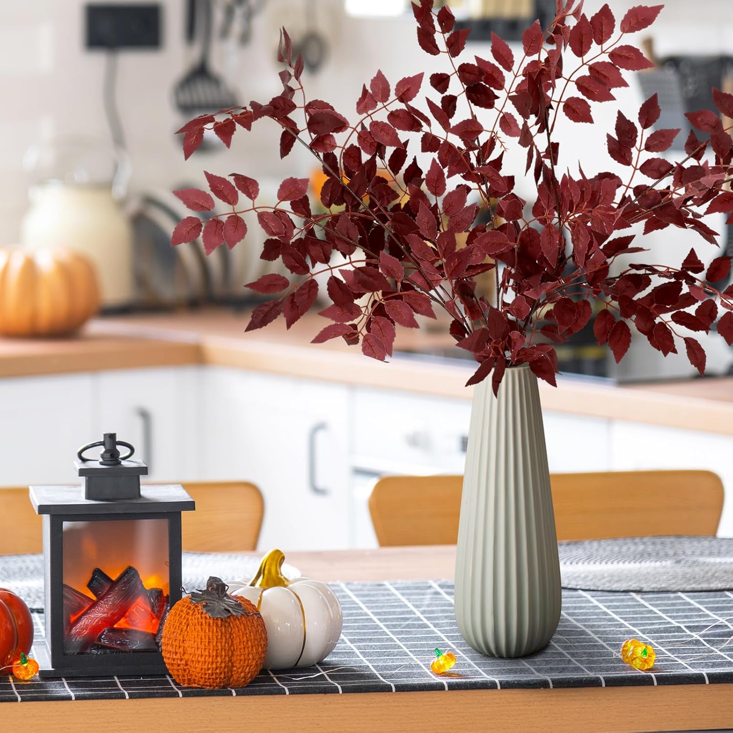 4 Pack Artificial Cimicifuga Leaves for Autumn Decor