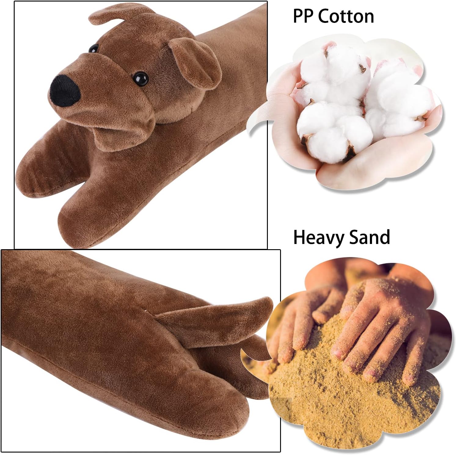 Cute Dog Door Draft Stopper 34 Inch Heavy Duty Decorative Soundproof Blocker