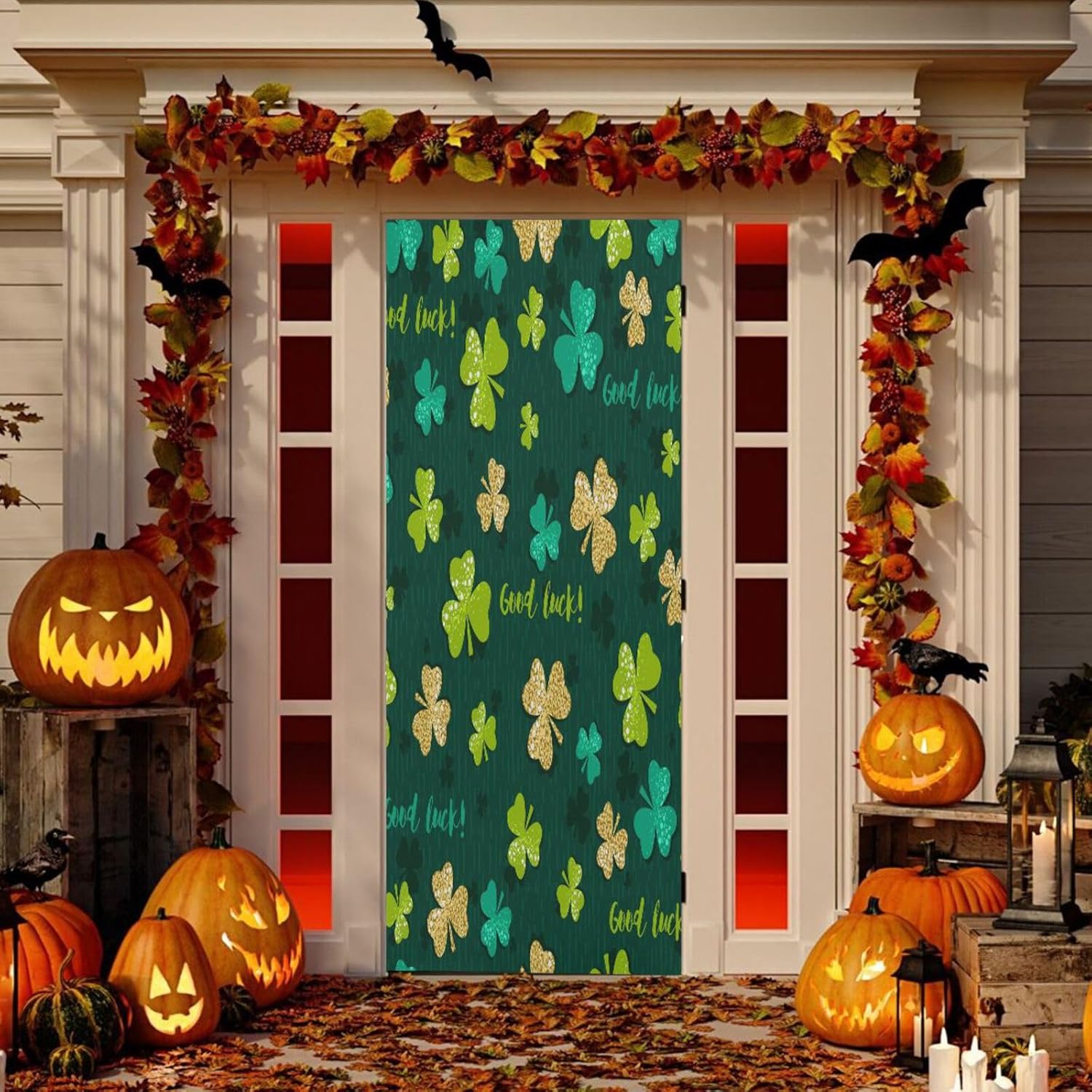 Susiyo Green Golden Shamrock Halloween Door Cover
