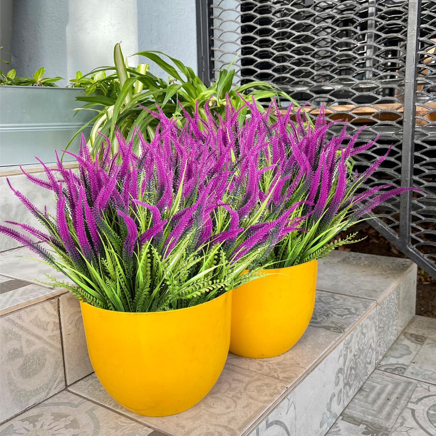 SAREAL Artificial Plants - 10 Bundles Faux Bead Grass Greenery UV Resistant Weatherproof Red