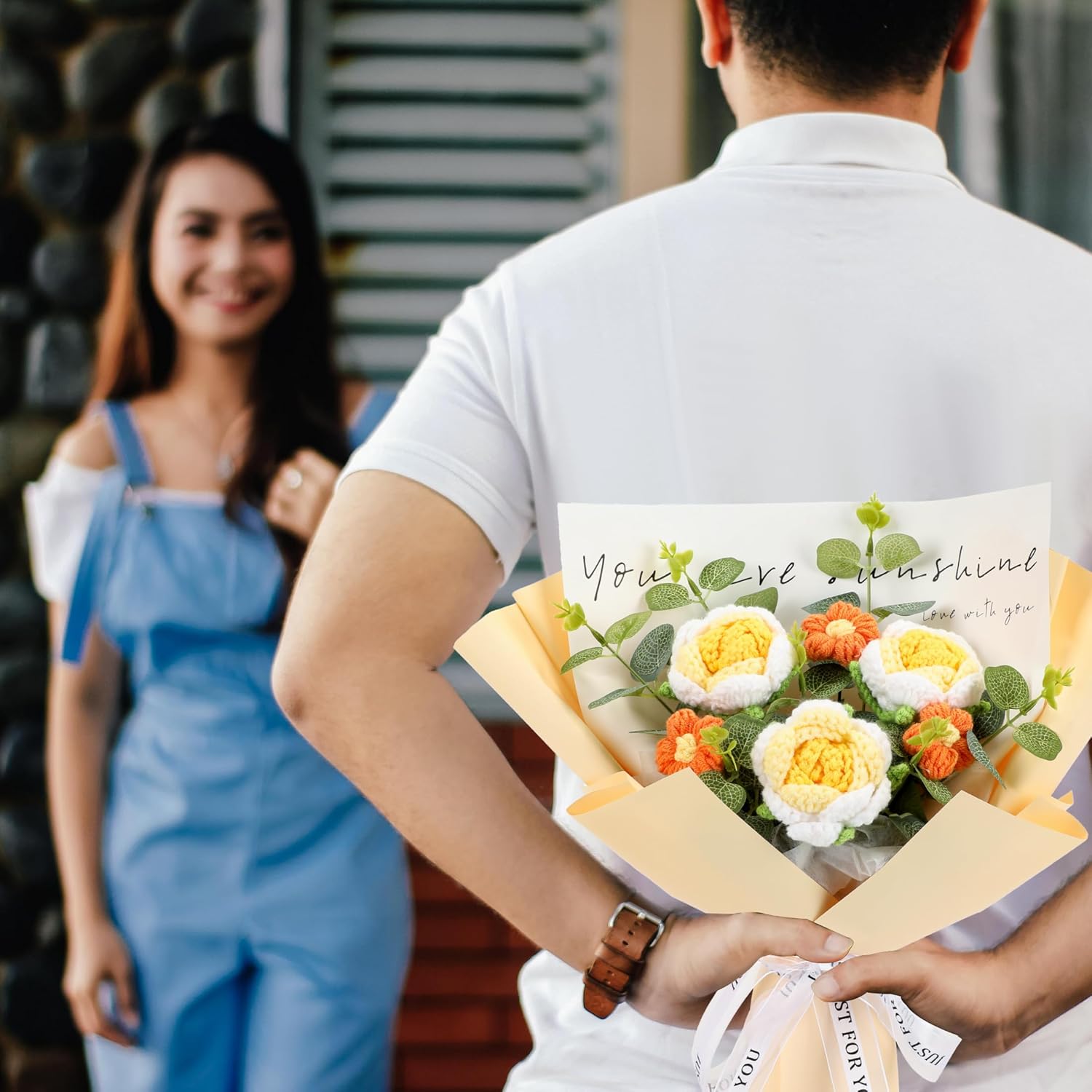 Yellow Handmade Crochet Flower Bouquet for Home Decor and Occasions