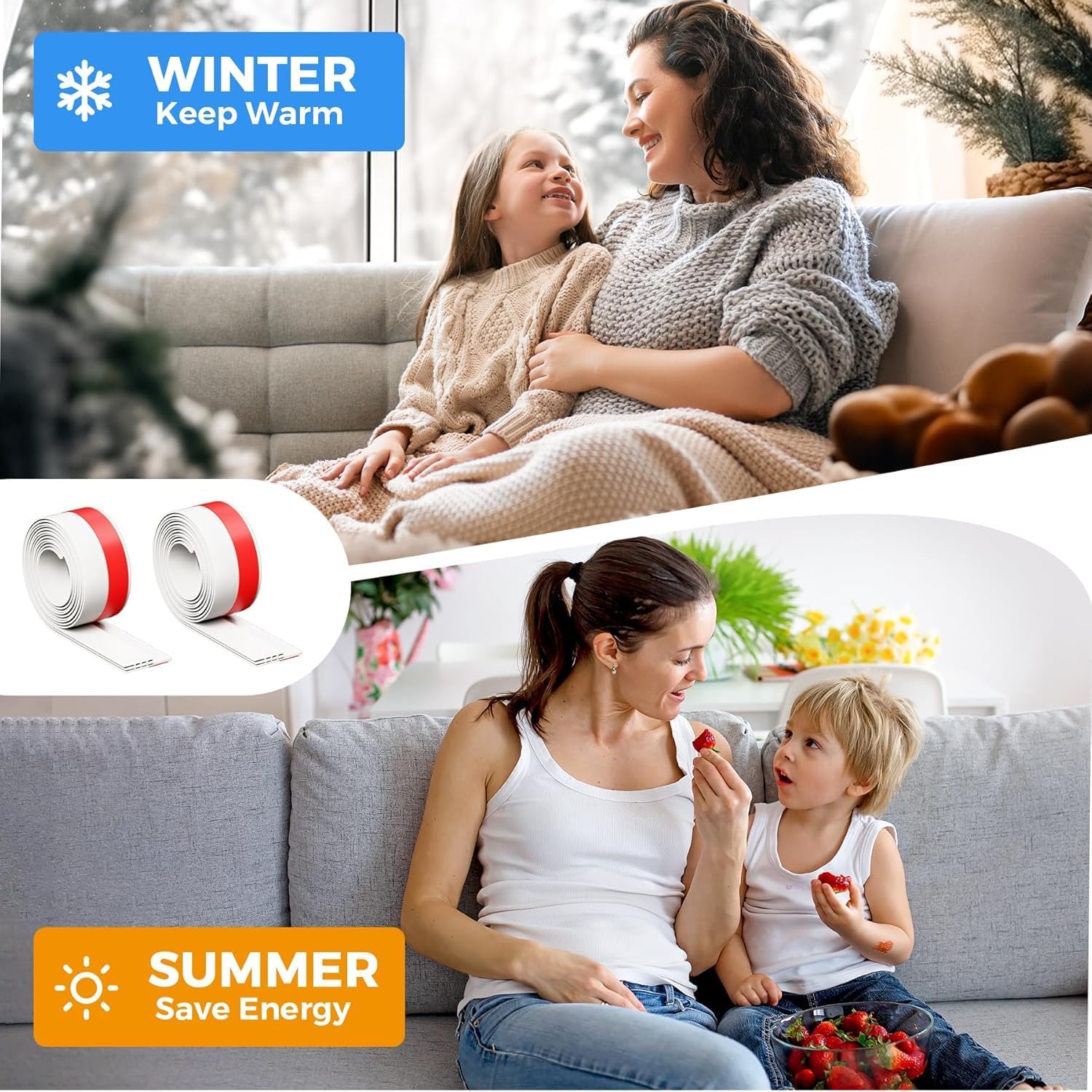 2 Pack Door Draft Stopper Weather Stripping Door Seal Silicone Material 2 W x 39 L