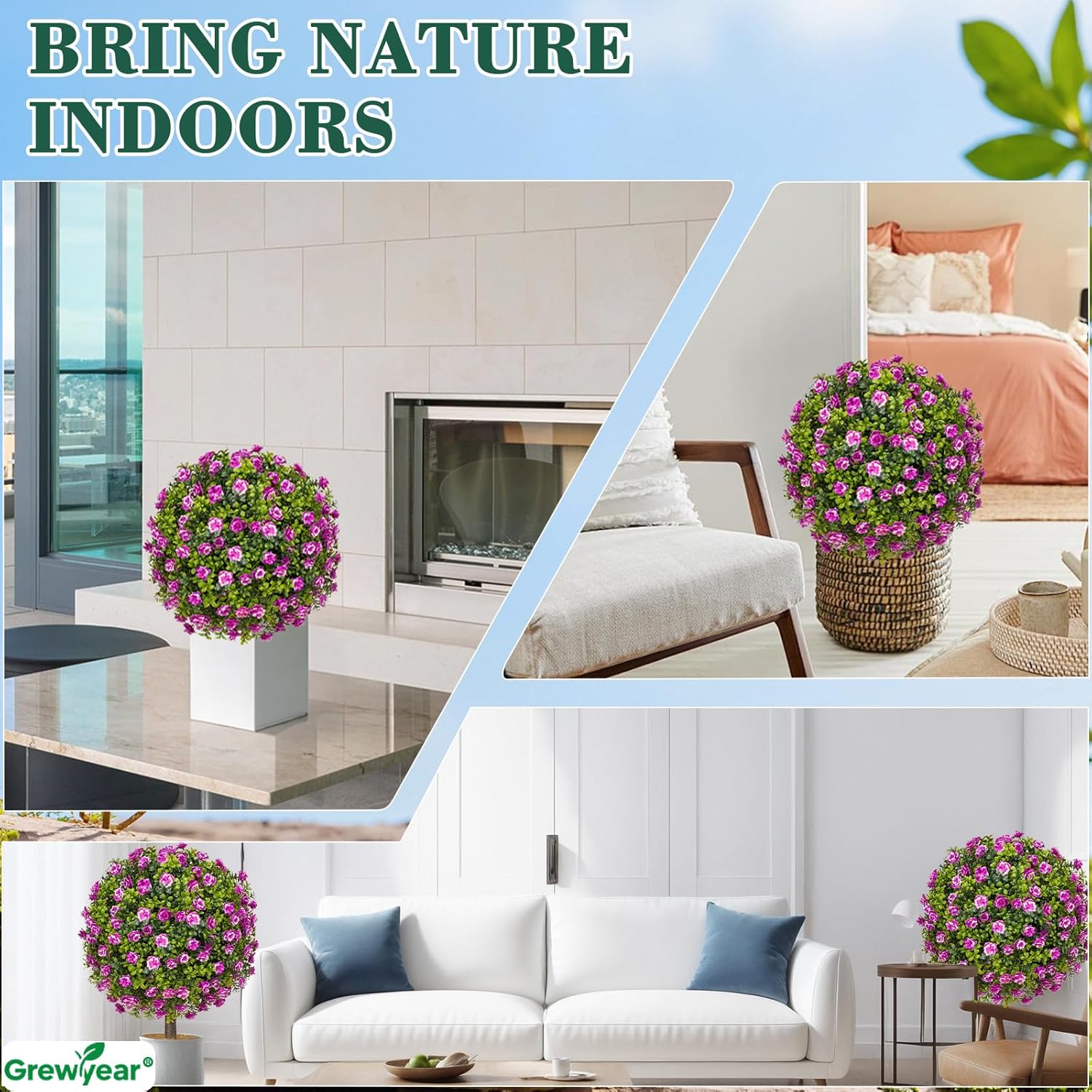 Grewyear Artificial Topiary Ball with Ground Spike Set of 2