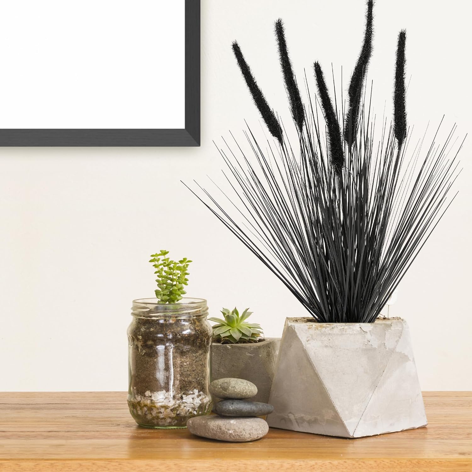 KOL 2ft Black Artificial Horsetail Grass 4-Pack