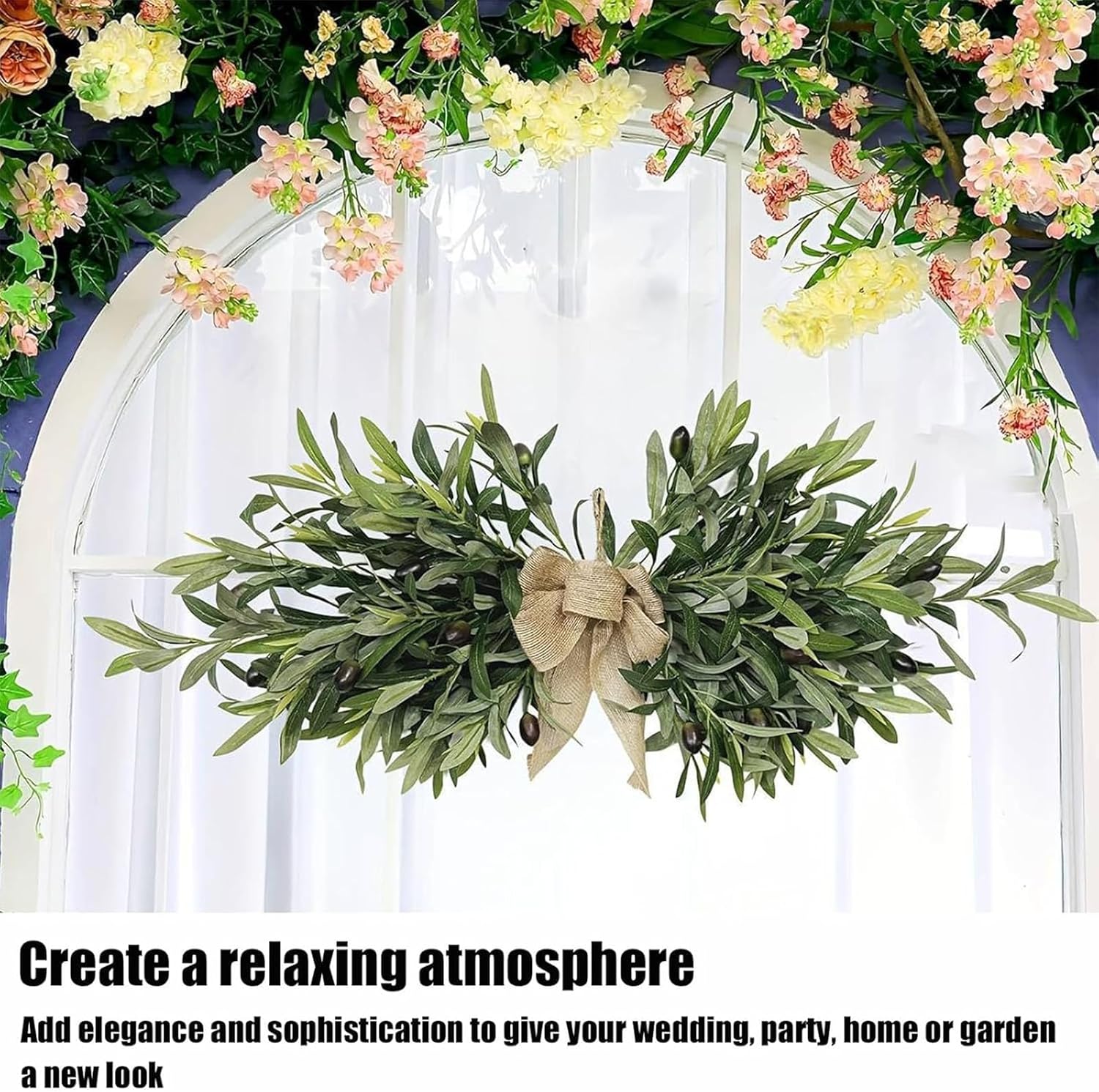 24 Inch Artificial Olive Floral Swag Wall Decor 2Pcs