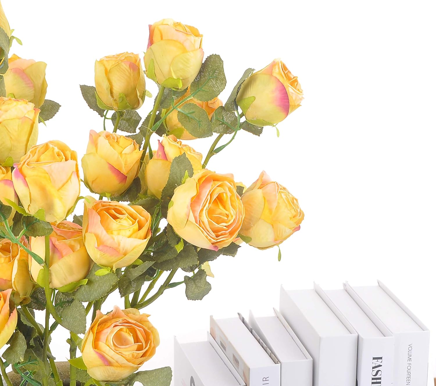 Dried Flower Artificial Rose 6pcs 24 Inch Long Stem Wedding Decor Set Yellow