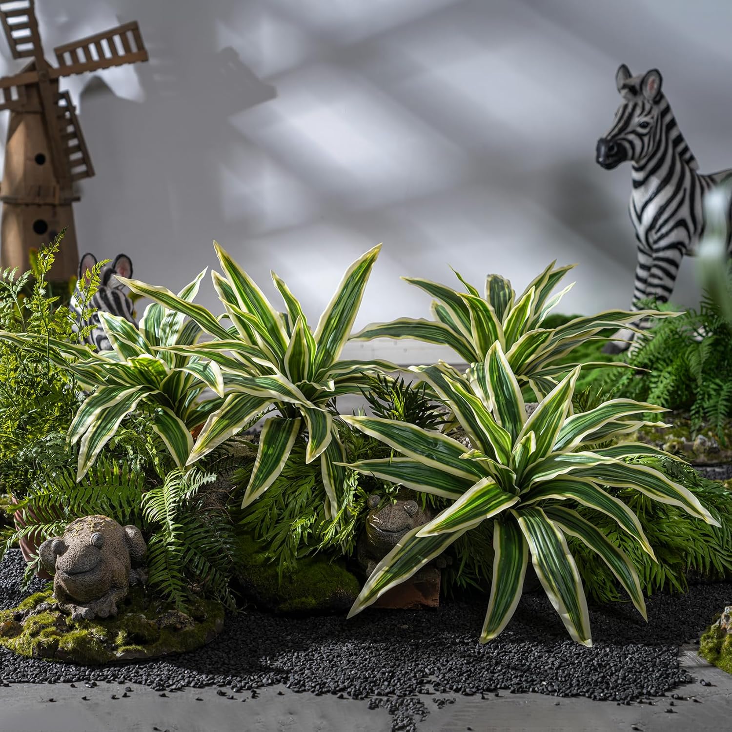 Yarmare 4 Pcs Artificial Dracaena Stems Greenery Plant Realistic Fake Leaves for Home Decor