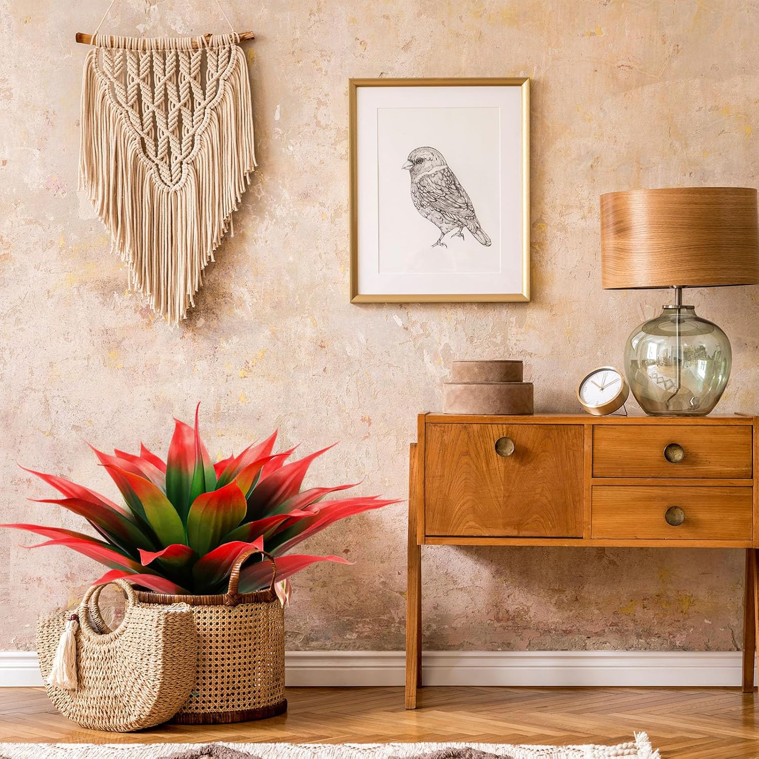 Giegxin 2 Pack 18 Inch Artificial Agave Plants Red UV Resistant Fake Succulent for Indoor Outdoor Home Office Decor