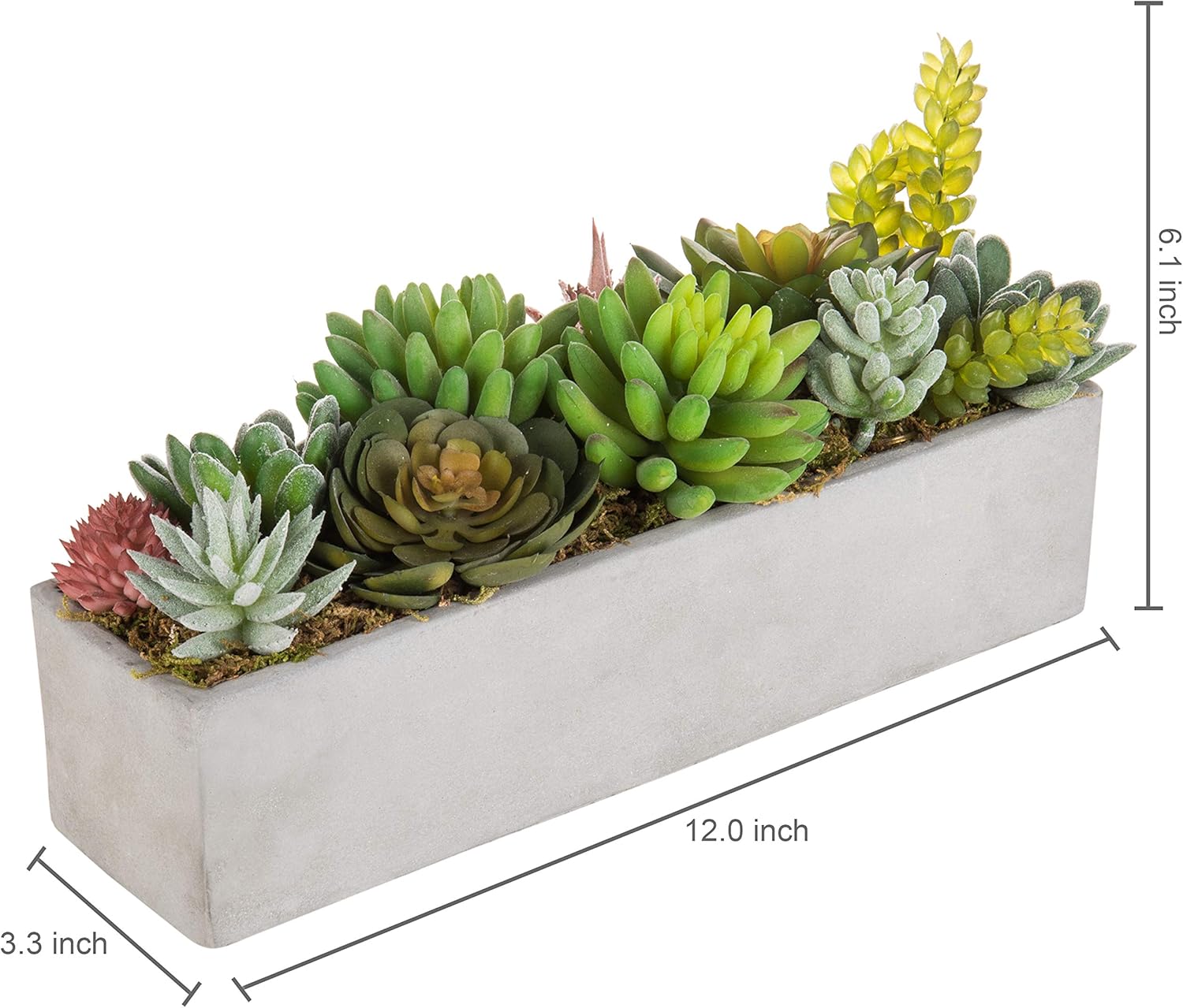 MyGift Faux Succulent Arrangement in 12-Inch Gray Cement Pot