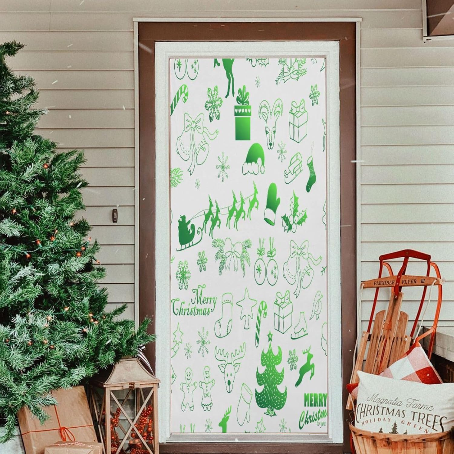 Susiyo Christmas Door Cover Decorations 36 x 98 in