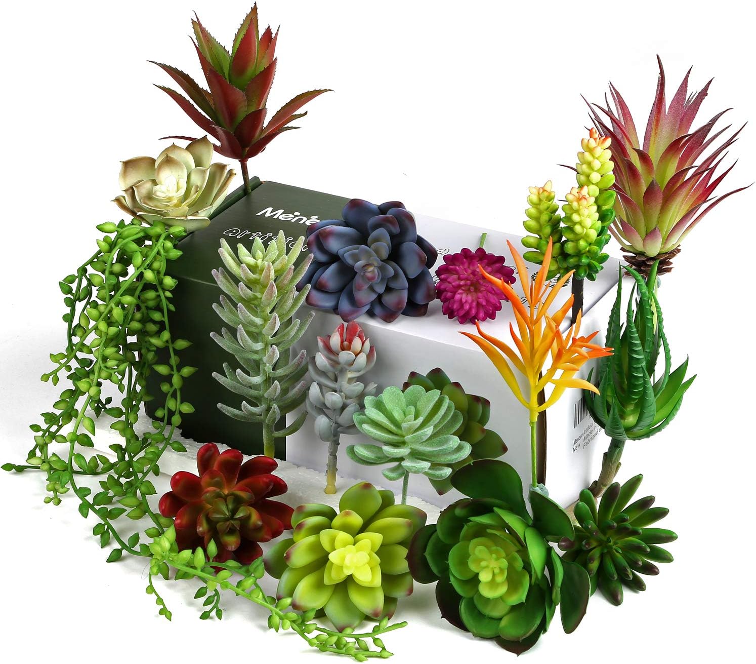 Meneco Faux Succulents Artificial Plants 16 Pack Unpotted 1