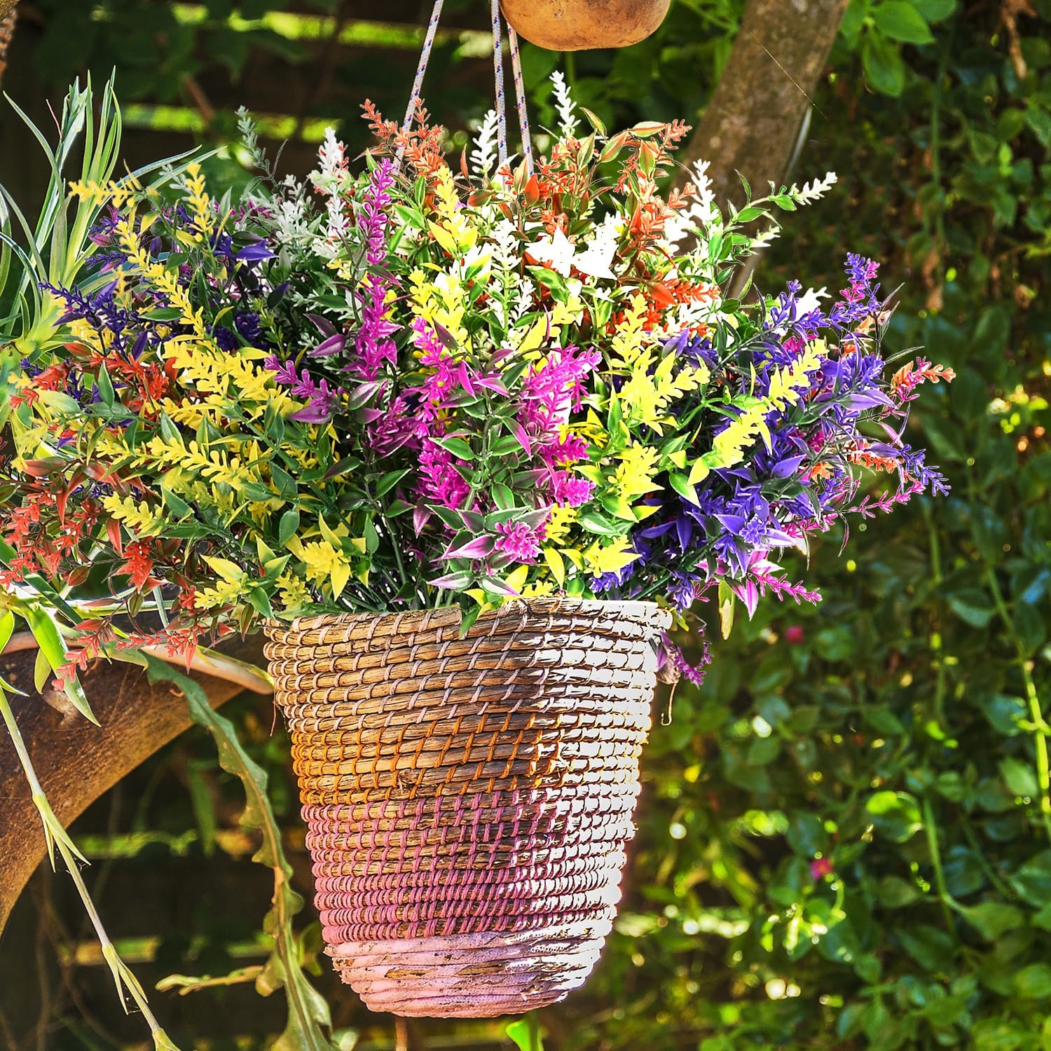 20 Bundles UV Resistant Artificial Lavender for Outdoor Decor