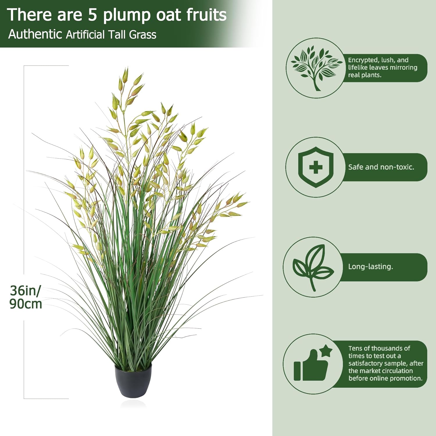 Silk Plants 2Pcs Tall Artificial Grass in Pot Decoration