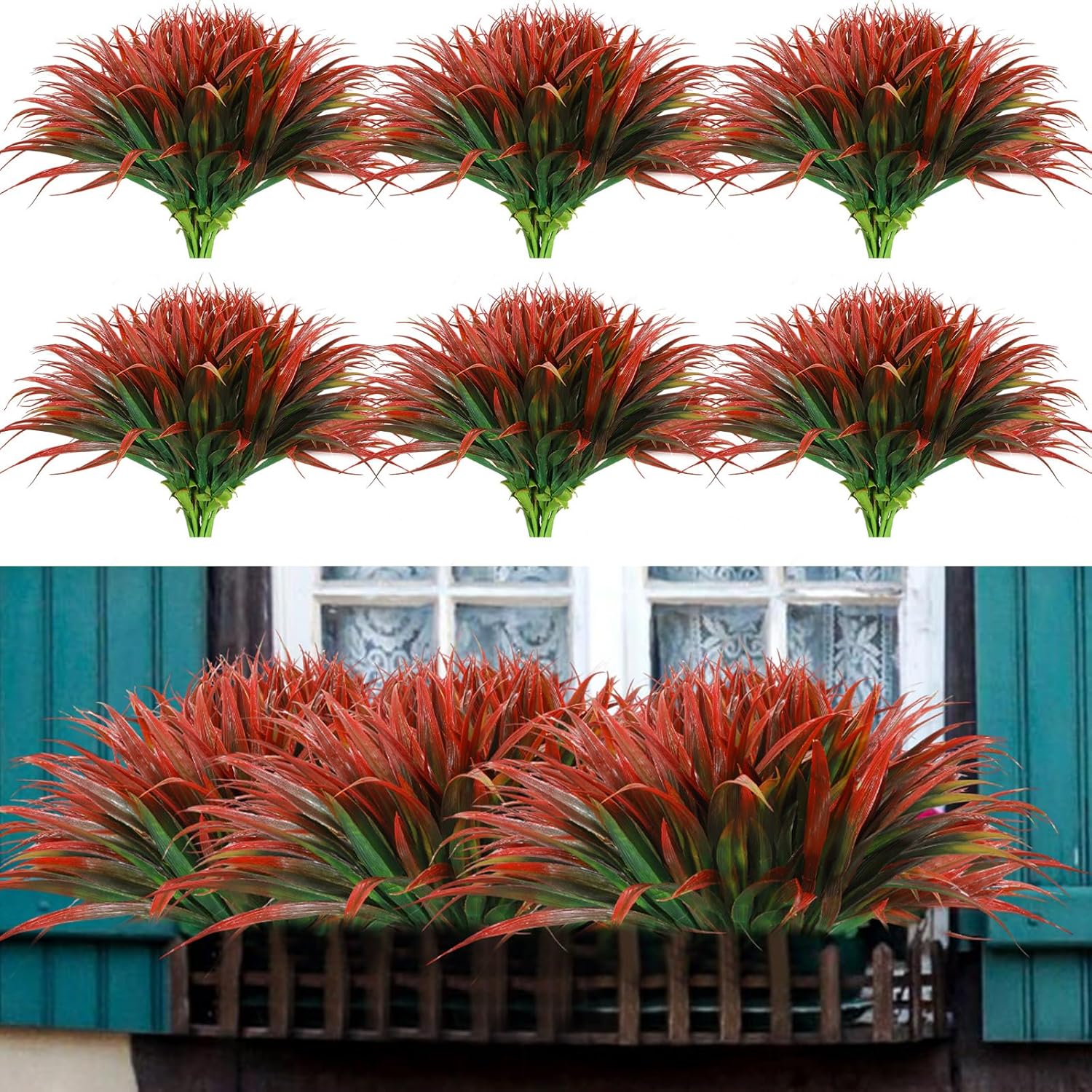50 Pcs Artificial Tropical Plants Tall UV Resistant Fake Grasses for Home Garden Office Patio