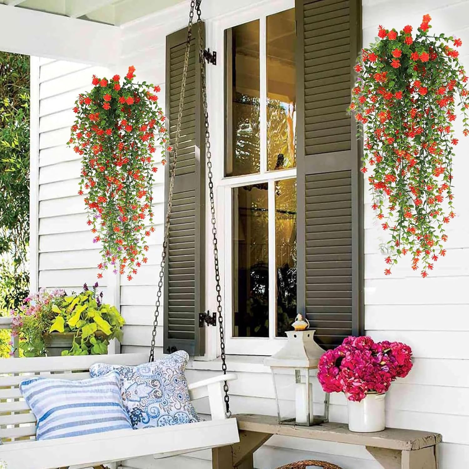 Fake Hanging Plants Artificial Eucalyptus Pothos Vines Greenery for Wall Living Room Garden Decor