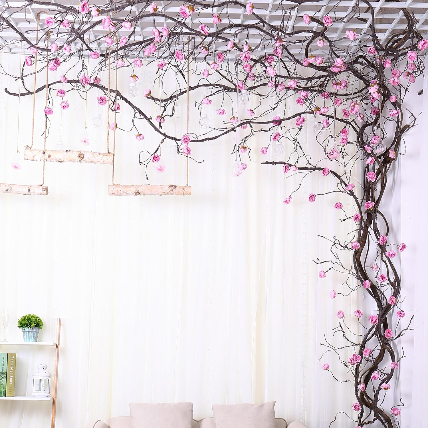 300cm Large Flexible Artificial Tree with Peony Flowers for Wedding and Christmas Decor