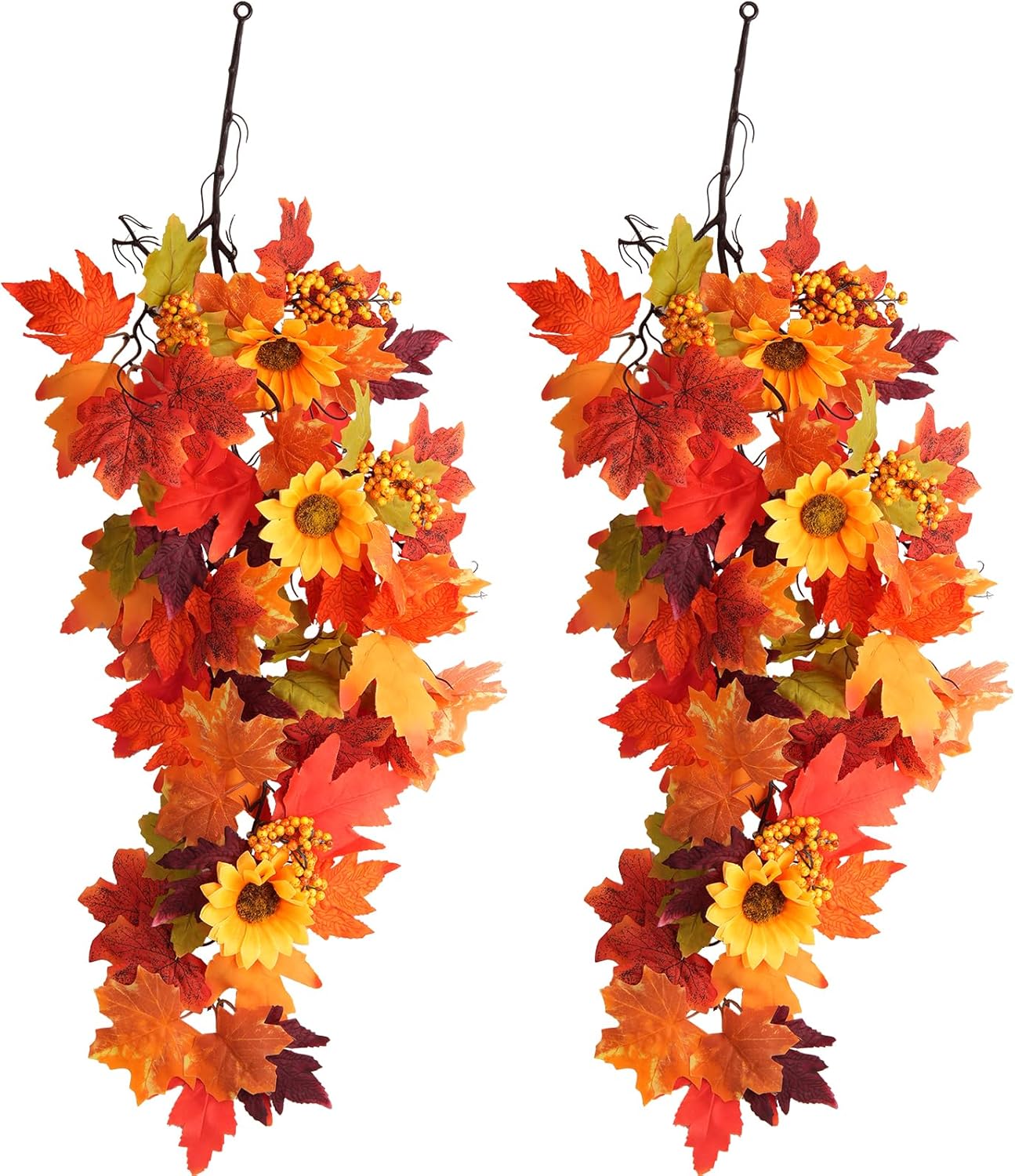 HIAGROW 2Pcs Fall Hanging Maple Leaf Decor for Autumn Decorations