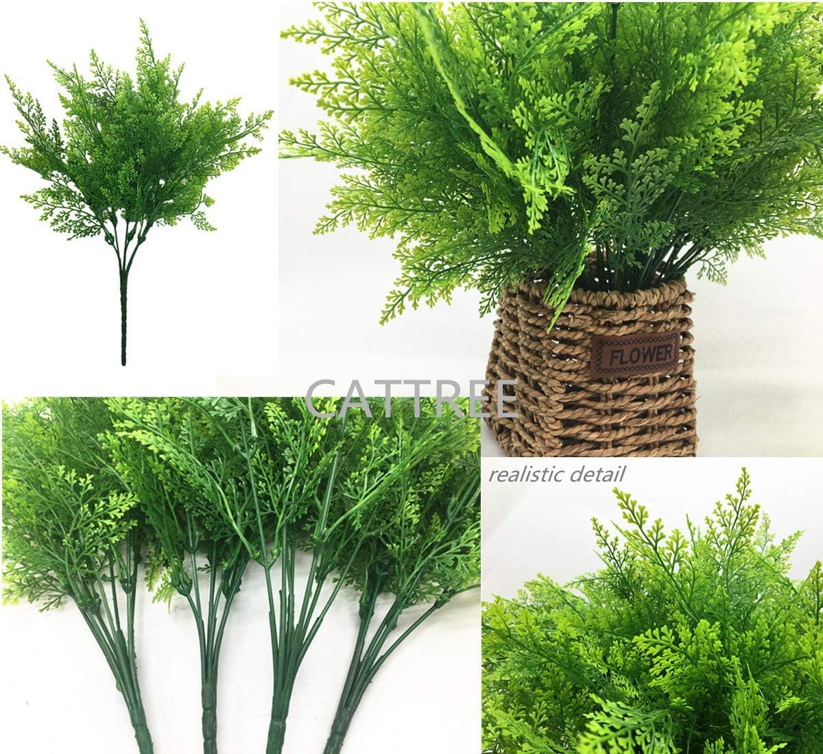 CATTREE Artificial Ferns Shrubs Bushes 4 Pack
