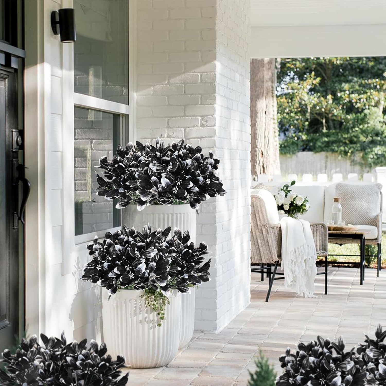 RECUTMS 10 Packs 134 In Black Artificial Shrubs