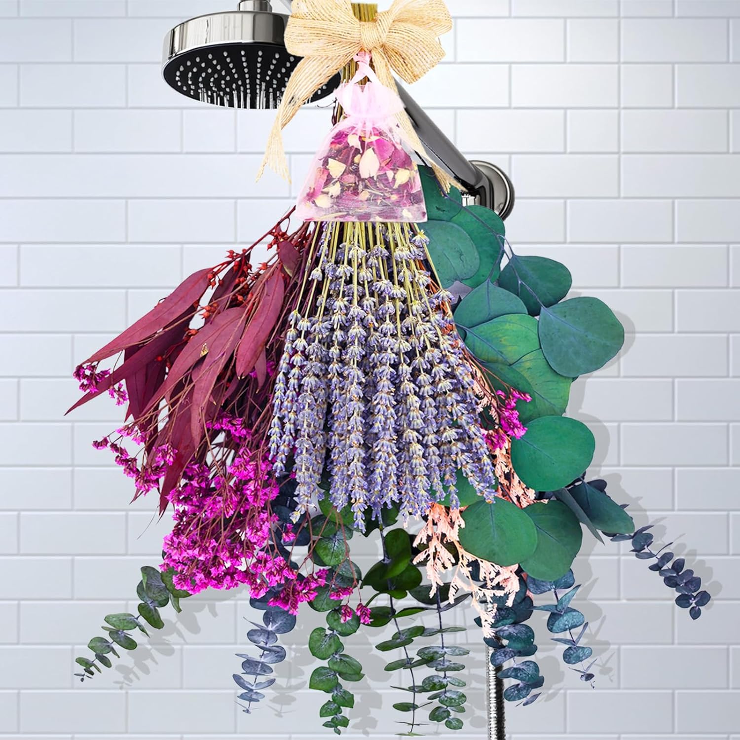 100pcs Dried Lavender Eucalyptus Bouquet for Home Decor and Bathroom Hanging