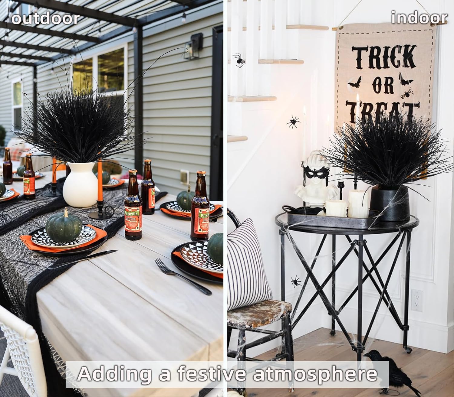 Fake Black Plants Artificial Grass for Outdoor Halloween Decor 12Pcs