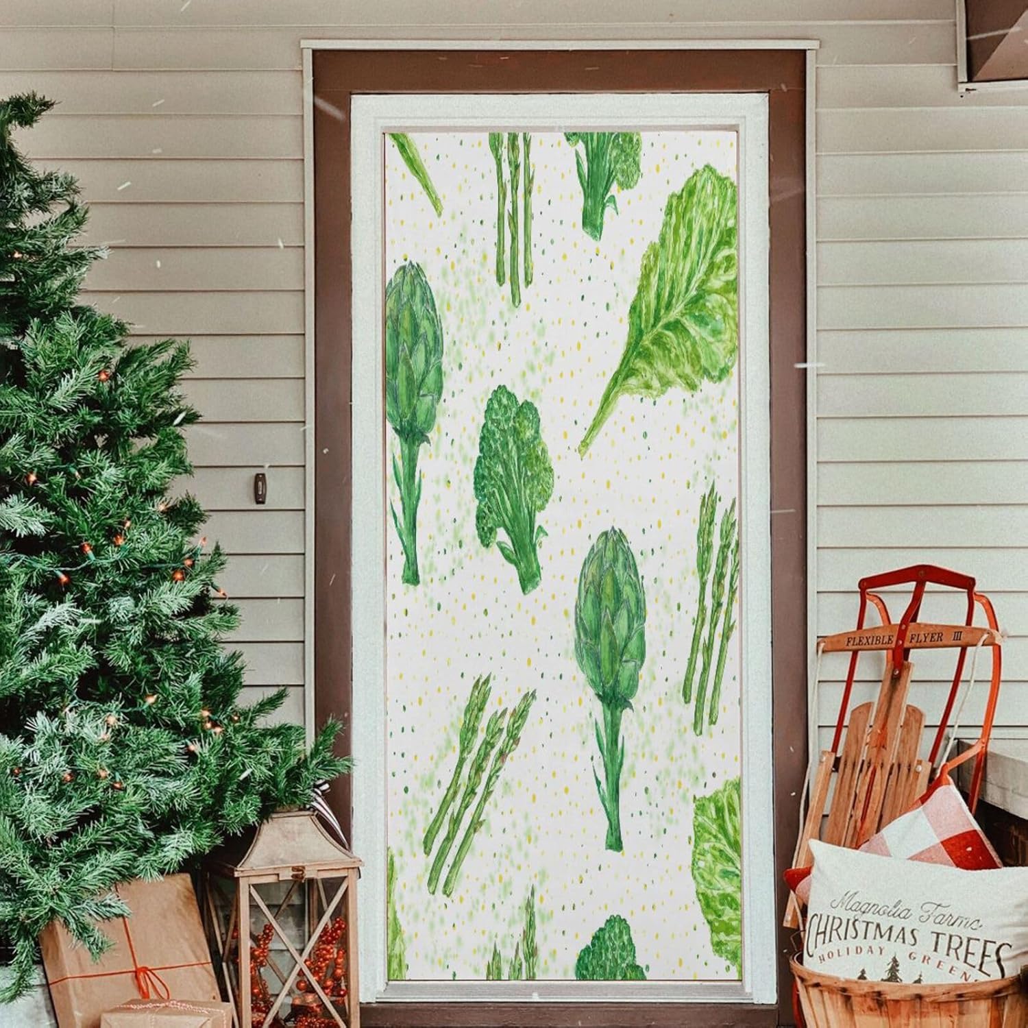 Susiyo Fresh Green Vegetables Halloween Door Cover