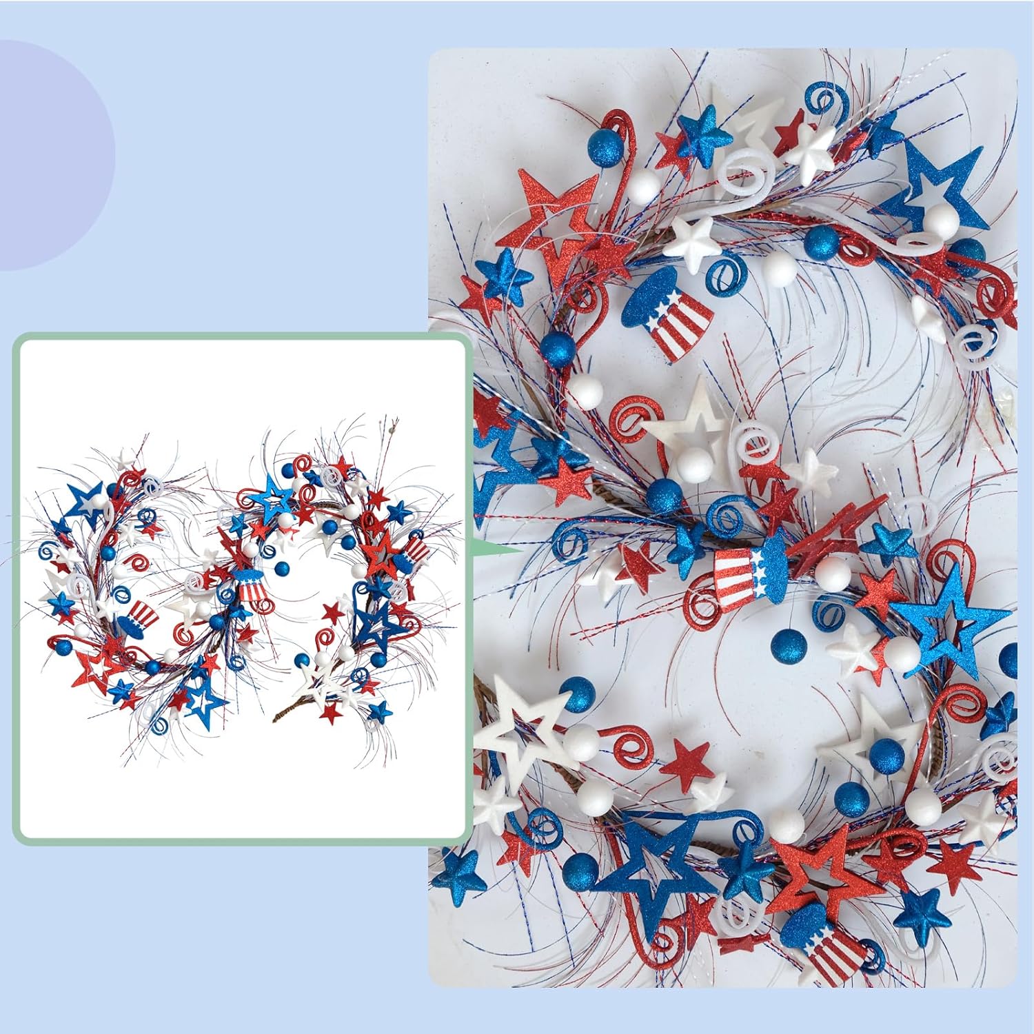 Bibelot 59ft Patriotic Wreath Garland for 4th of July Decor
