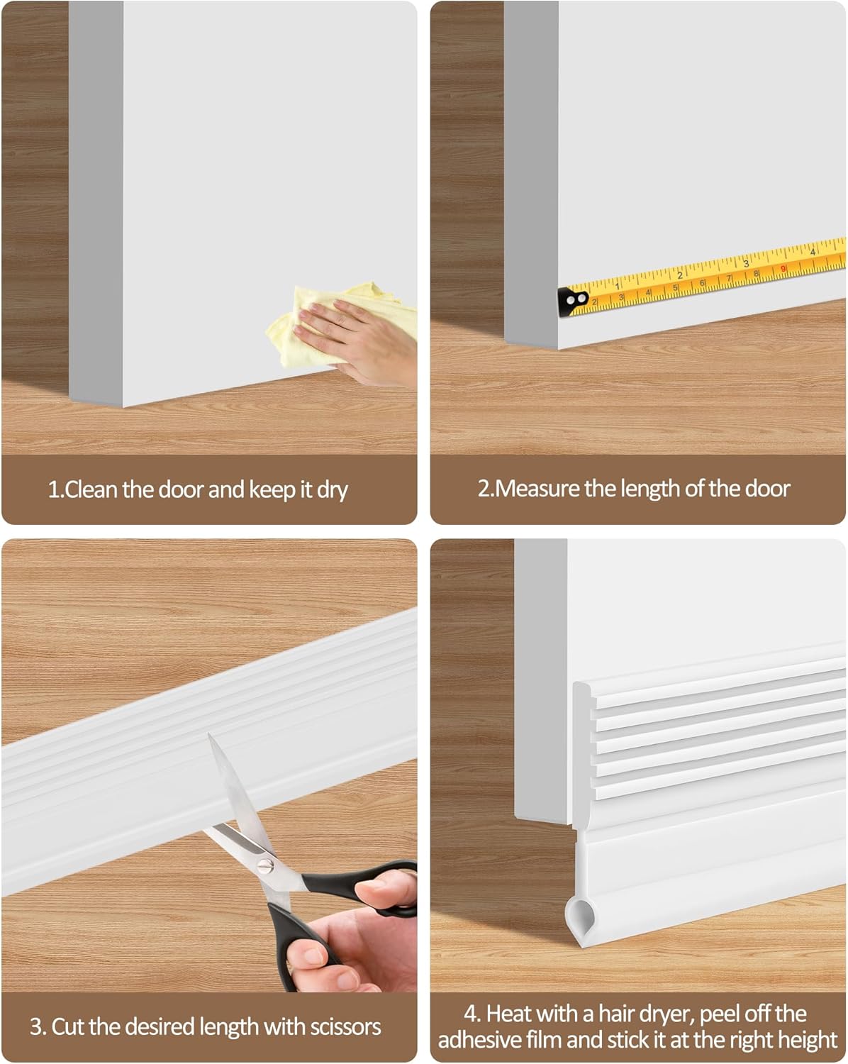 Cloorde Under Door Draft Stoppers 4pcs 39inch White