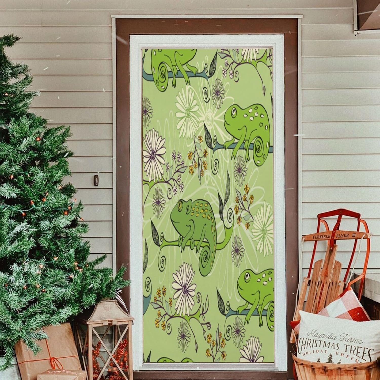 Susiyo Green Cartoon Frog Halloween Door Cover