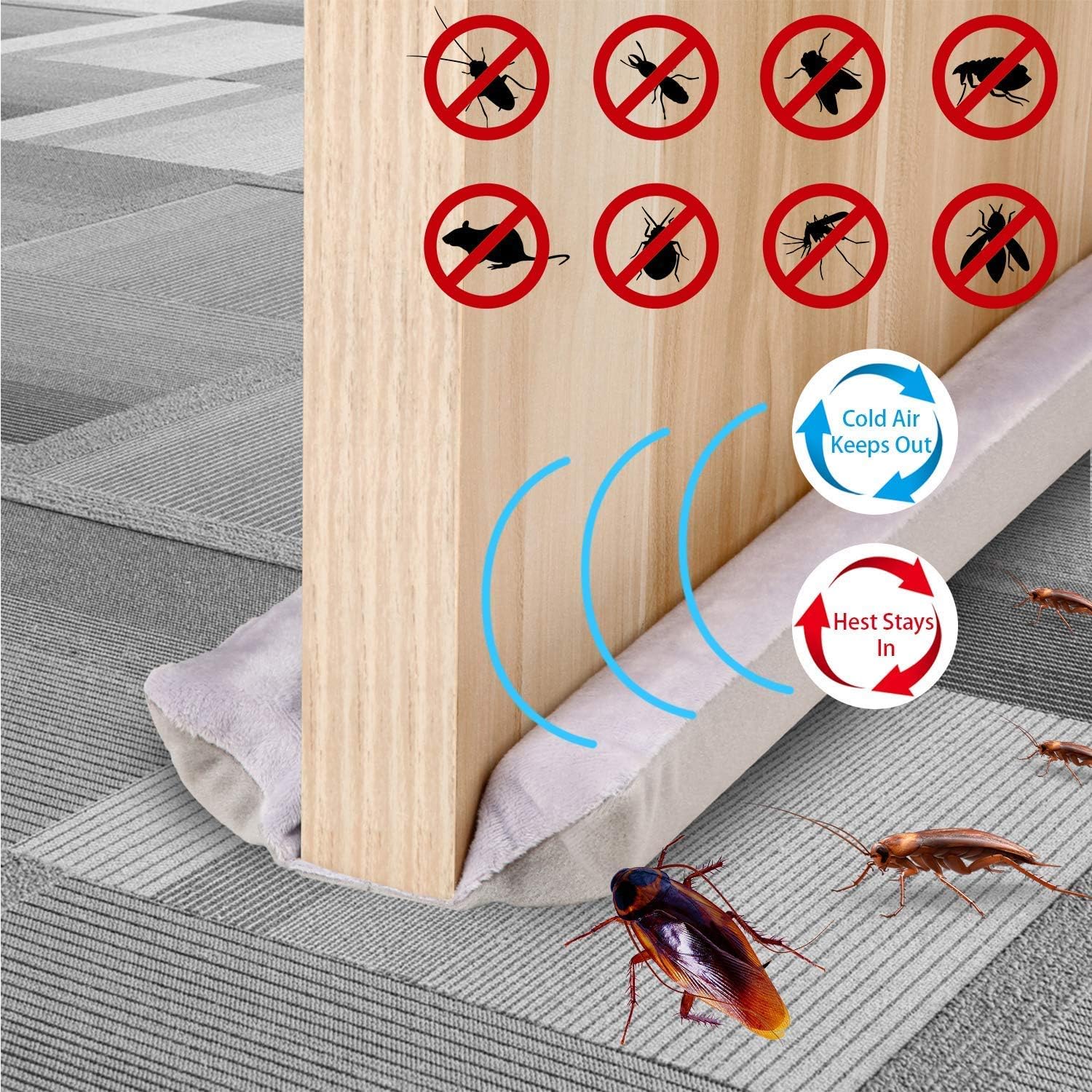 Emoly Under Door Draft Stopper Adjustable Double Noise Blocker