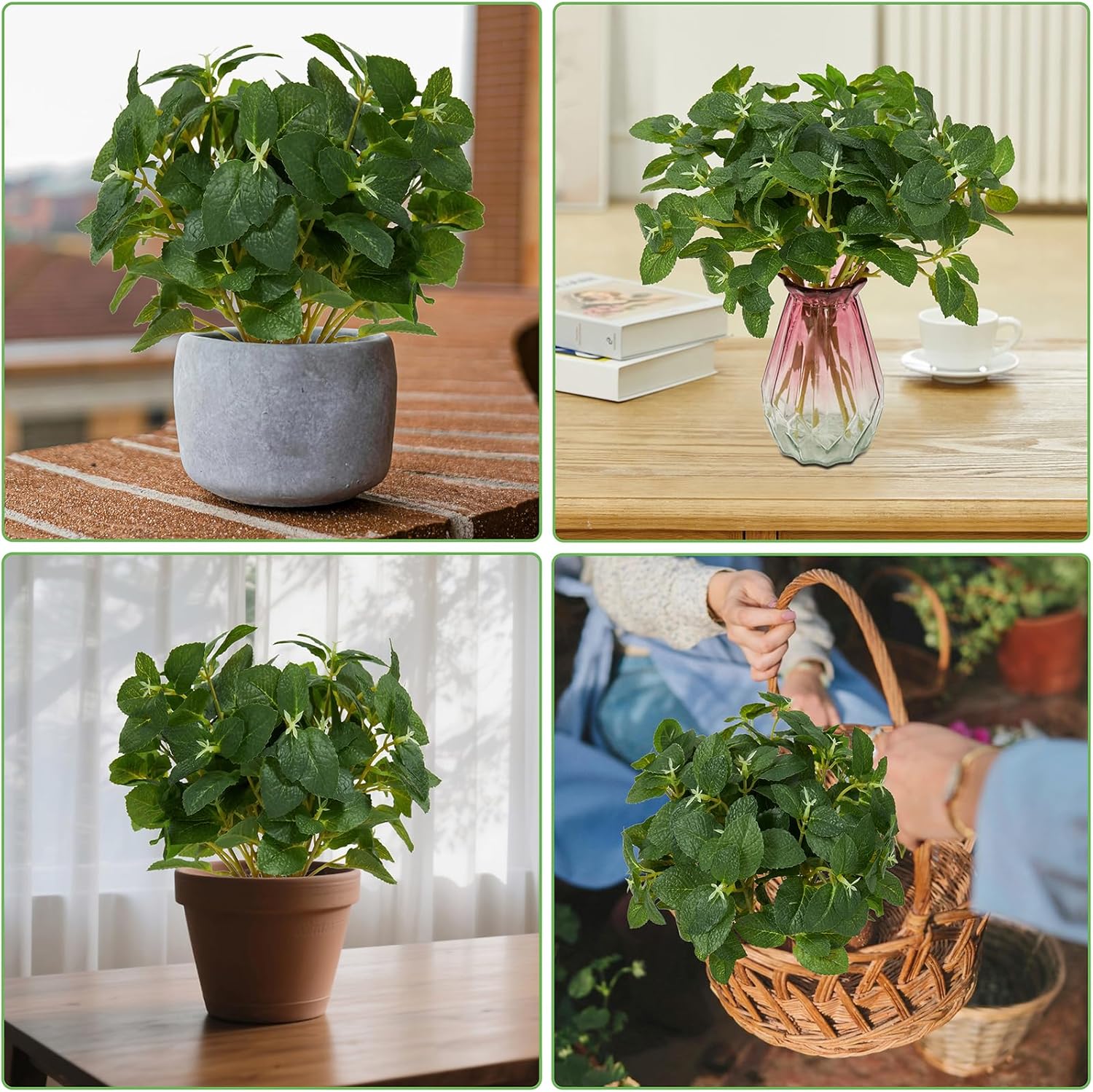 12pcs Artificial Mint Plant Faux Greenery Decor