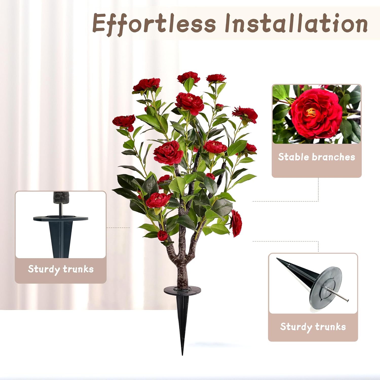 Artificial Camellia Tree 2 Pack 36 Inch Red