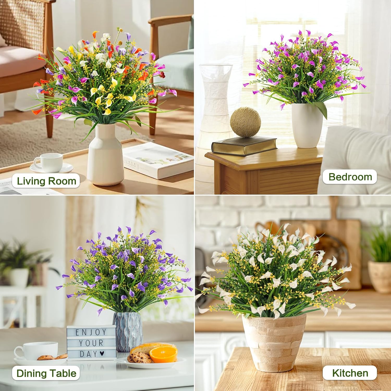 RECUTMS 12 Bundle UV Resistant Artificial Calla Lily Flowers for Home and Garden