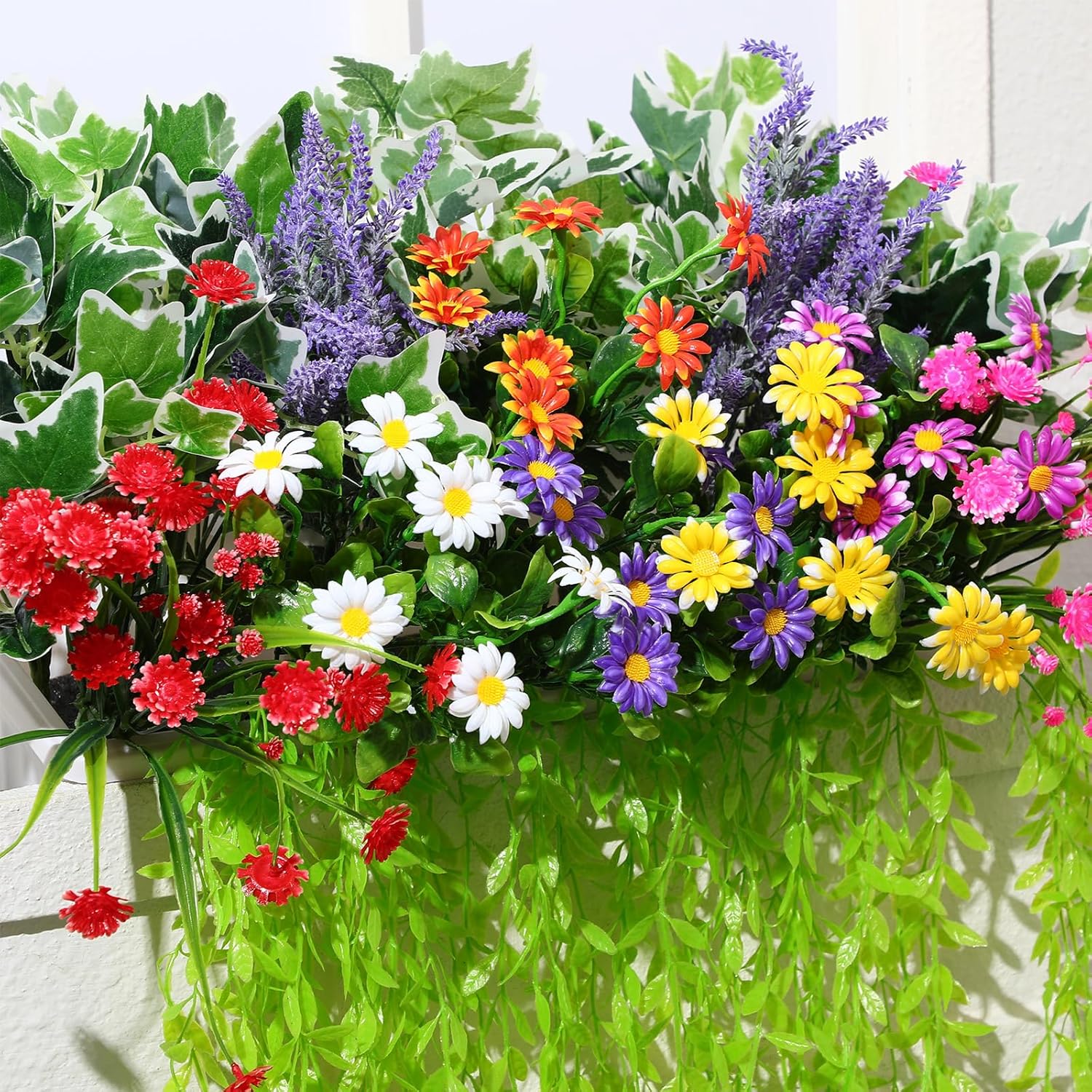 24 Pcs UV Resistant Artificial Plants for Outdoor Decor